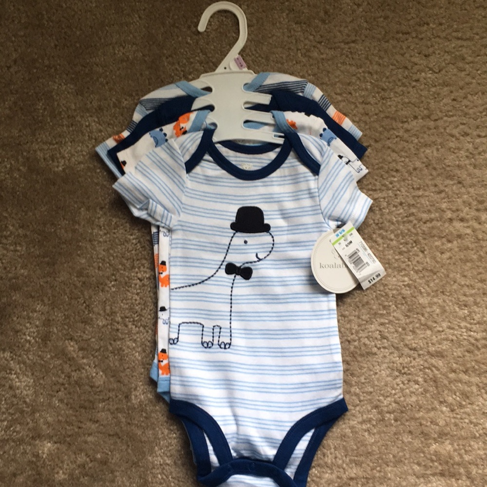 NWT Koala Baby Boy Onesies Set of 4 Dinosaur 6/9M